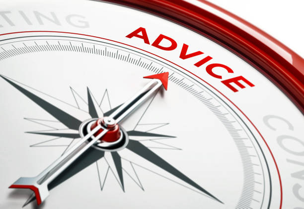 istock Guidance Concept: Arrow of A Compass Pointing Advice Text 859917090