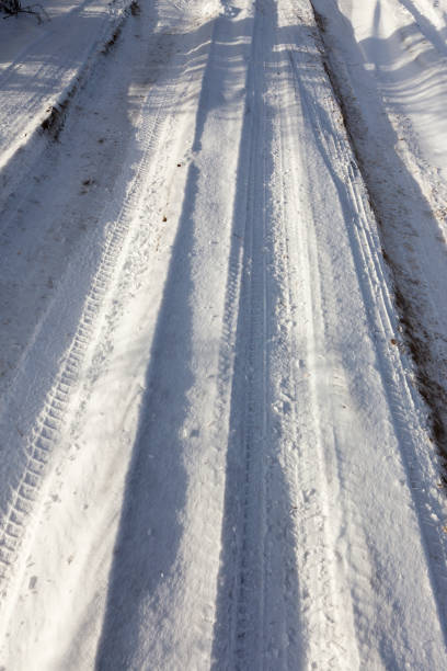 istock Track in the snow, winter 859917344
