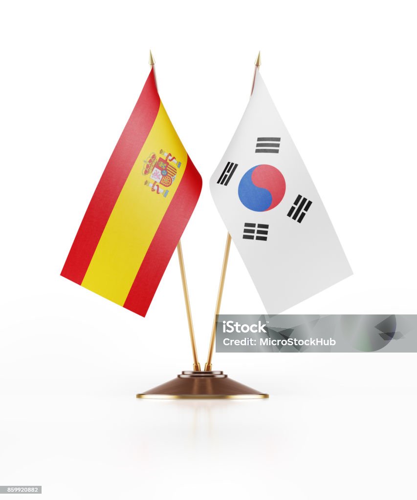Lá Cờ Thu Nhỏ Của Hàn Quốc Và Tây Ban Nha Hình ảnh Sẵn có - Tải ...