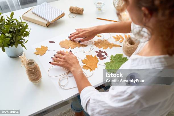 Handmade Autumn Crafts Stock Photo - Download Image Now - Autumn, Decoration, Craft