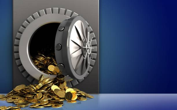 istock 3d golden coins over blue 859929930