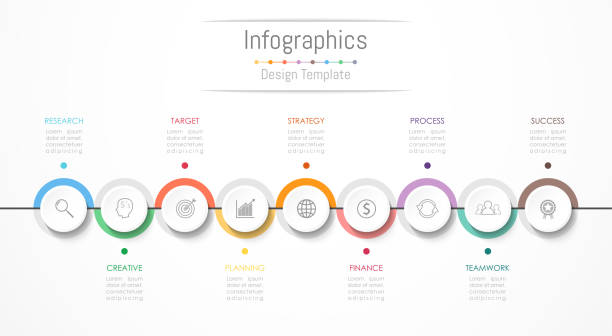 infografik-design-elemente für ihre geschäftsdaten mit 9 möglichkeiten, teile, schritte, timelines oder prozesse. vektor-illustration. - 8 stock-grafiken, -clipart, -cartoons und -symbole