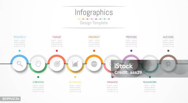 Éléments De Conception Infographique Pour Vos Données Dentreprise Avec 9 Options Pièces Étapes Un Calendrier Ou Des Processus Illustration Vectorielle Vecteurs libres de droits et plus d'images vectorielles de 8-9 ans