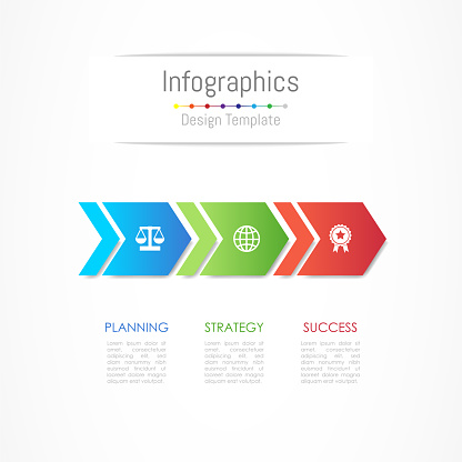 Infographic design elements for your business data with 3 options, parts, steps, timelines or processes, Arrow connect concept. Vector Illustration