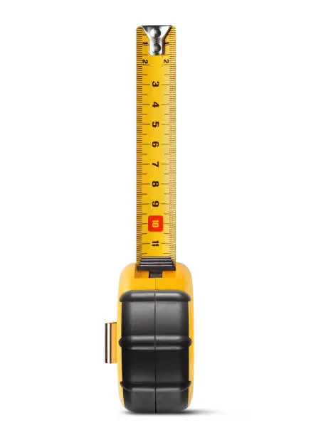 Tape measure on a white background.