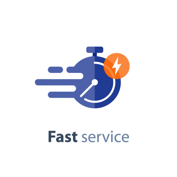시기 적절 한 서비스, 빠른 납품, 기간, 스톱 모션, 벡터 아이콘 - fast motion 이미지 stock illustrations