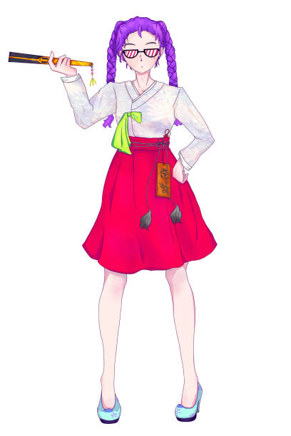 a teenage girl Girl with modernized hanbok korea singer stock illustrations