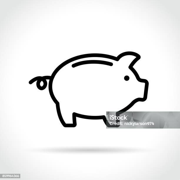 Piggy Bank Icon On White Background Stock Illustration - Download Image Now - Piggy Bank, Icon Symbol, Bank - Financial Building