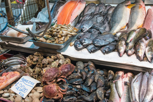 istock Shellfish, seafood and fish at a market 859966820