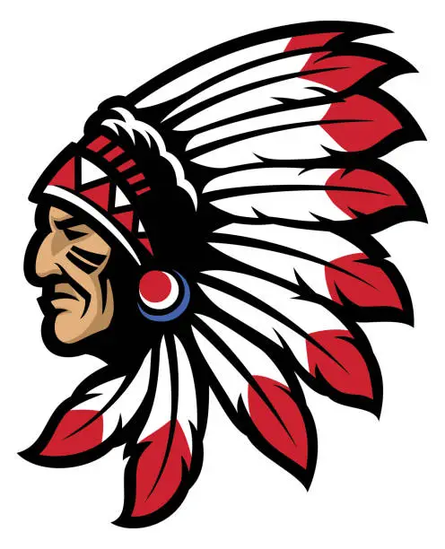 Vector illustration of American native chief head mascot