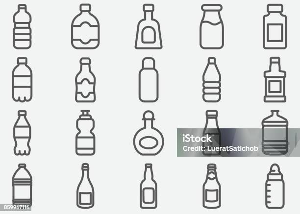 Bottle Drink Line Icons Stock Illustration - Download Image Now - Bottle, Icon Symbol, Plastic