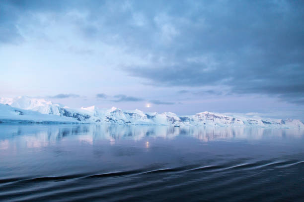 антарктический полуостров в сумерках. - glacier antarctica crevasse ice стоковые фото и изображения
