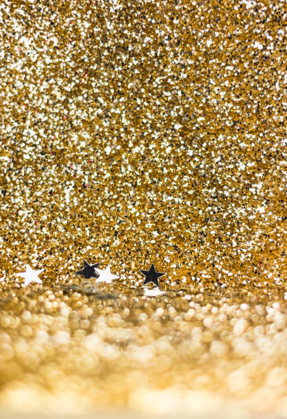 istock Gold sparkling glitter texture perspective background with silver star,Luxury holiday backdrop 859980894