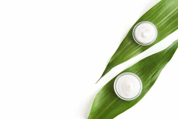 istock White cream bottle placed, Blank label package for mock up on a green foliage background. The concept of natural beauty products. 859986678