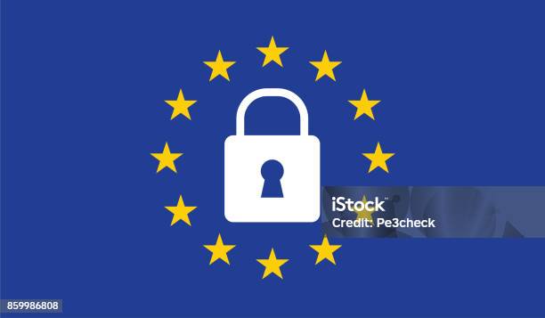 General Data Protection Regulation Padlock Stock Illustration - Download Image Now - General Data Protection Regulation, European Union Flag, Law