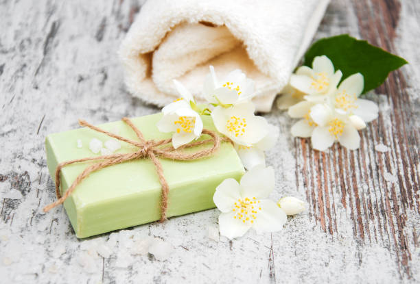istock Handmade soap and jasmine flowers 859990852