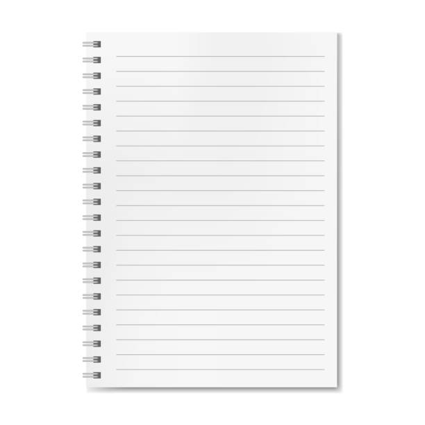 пустой реалистичный вектор выстроились ноутбук с тенью - paper notebook page backgrounds stock illustrations