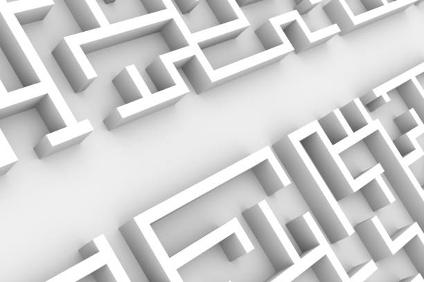 istock giant white maze structure, with an easy path maze through the labyrinth structure (3d illustration) 859997088