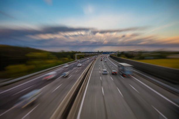 busy evening traffic on the highway