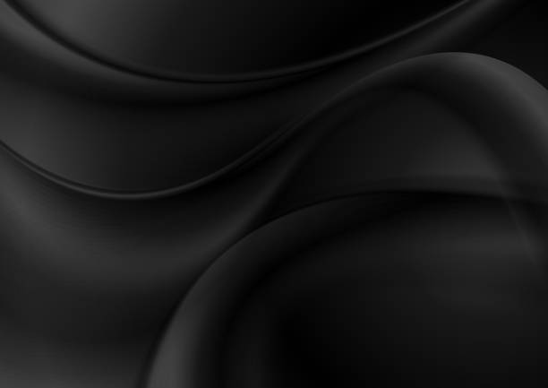 ilustrações de stock, clip art, desenhos animados e ícones de abstract smooth black color wavy vector background - silk textile contemporary textured