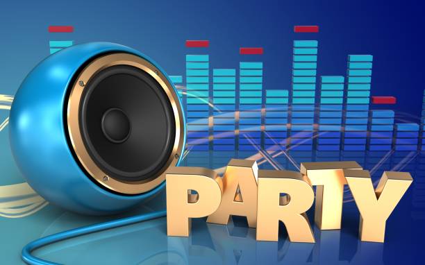 istock 3d blue sound speaker blue sound speaker 860012216