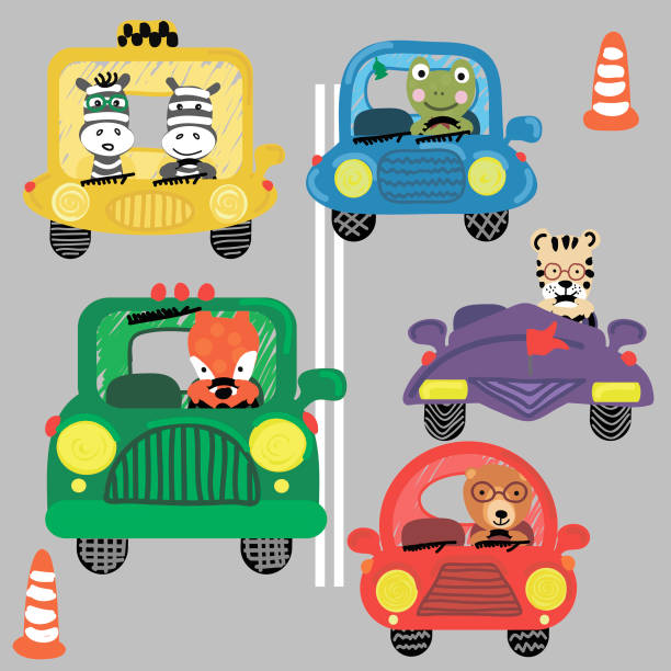 funny cars pattern vector art illustration