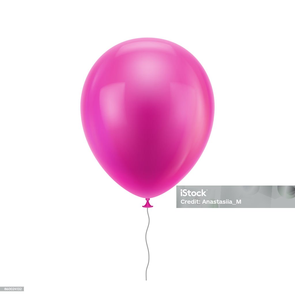 Pink realistic balloon Pink realistic balloon. Pink inflatable ball realistic isolated white background. Balloon in the form of a vector illustration Balloon stock vector