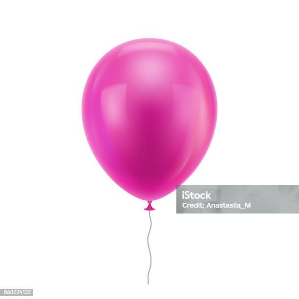 Pink Realistic Balloon Stock Illustration - Download Image Now - Balloon, Hot Air Balloon, Pink Color
