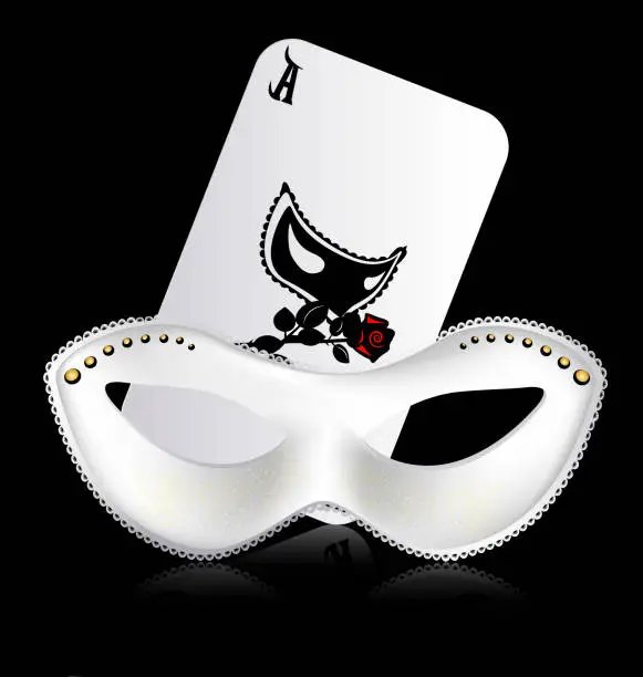 Vector illustration of ace and white mask