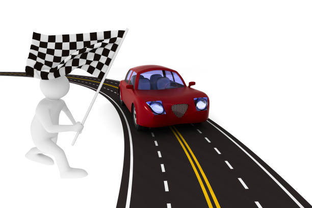 asphalted road on white background. Isolated 3D illustration