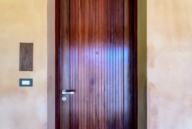istock Wooden door design background and texture 860036094
