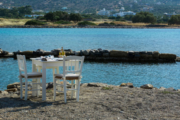 istock White table and chairs of the street restaurant 860036682