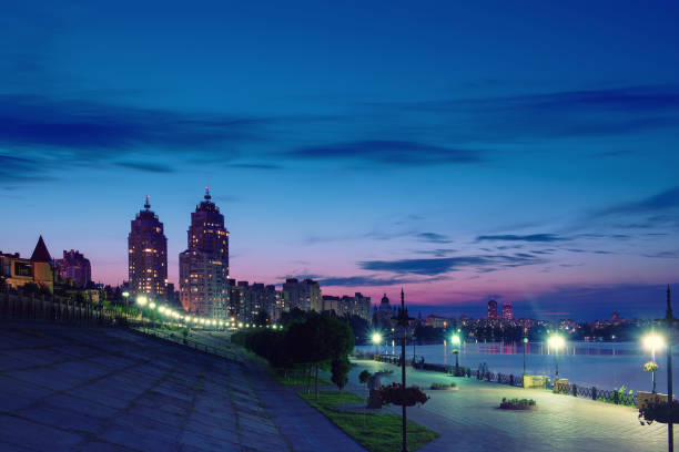 istock Night embankment with illumination 860040262