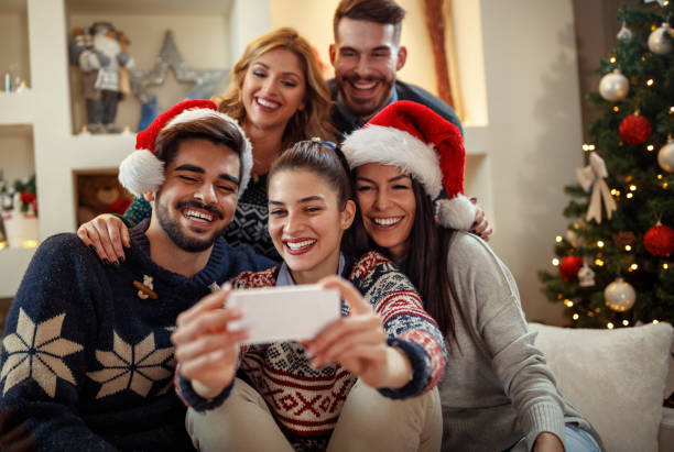 Christmas selfie stock photo