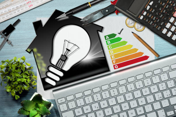istock Energy Efficiency Rating - House with Light Bulb 860044152