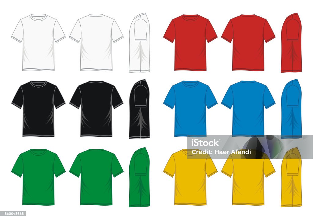 T-Shirt template colorful T-Shirt template front, back, side, colorful vector image T-Shirt stock vector