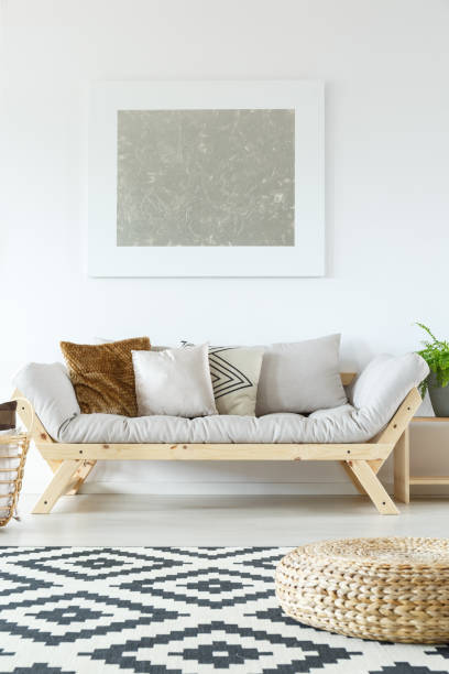 istock Living room with silver painting 860049230