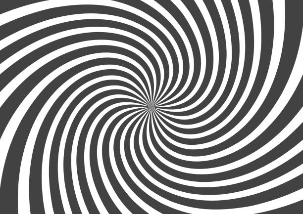 illustrations, cliparts, dessins animés et icônes de spirale psychédélique avec des rayons radiaux gris. agiter le fond rétro tordu. illustration vectorielle effet comique - spiral