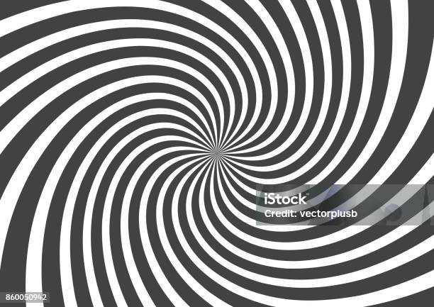 Psychedelic Spiral With Radial Gray Rays Swirl Twisted Retro Background Comic Effect Vector Illustration Stock Illustration - Download Image Now