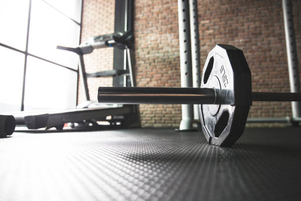 istock Sports equipment for workout weights training in Gym. 860056434