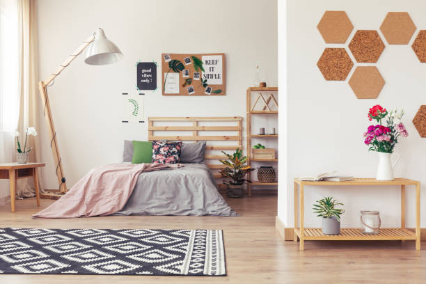 istock Natural botanic bedroom with cork 860060338