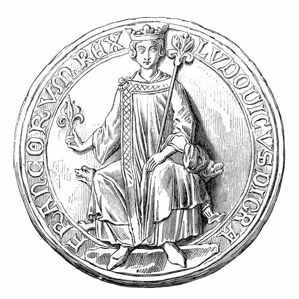 ilustrações, clipart, desenhos animados e ícones de luís ix ou saint louis, ludwig ix., 1214-1270, um rei dos capetos de frança - king ludwig