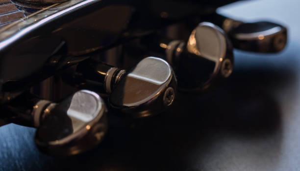 istock Black electric guitar detail macro 860064768