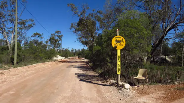 A small busstop in the Australian Outback.