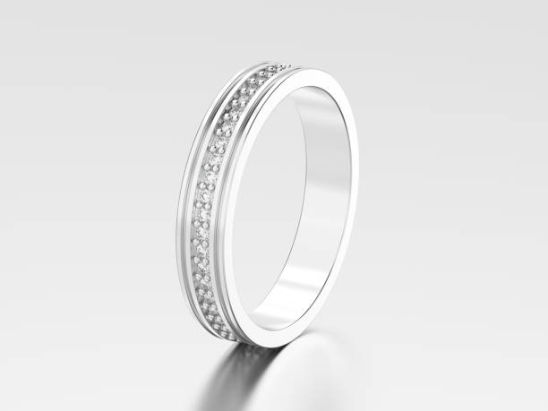 istock 3D illustration white gold or silver engagement wedding band diamond ring with reflection and shadow 860066222