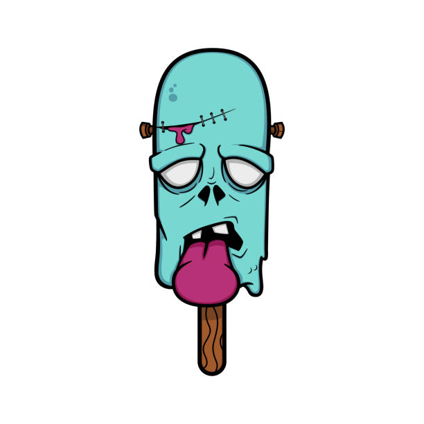 Zombie Icecream Zombie Icecream Mint Stick melting brain stock illustrations