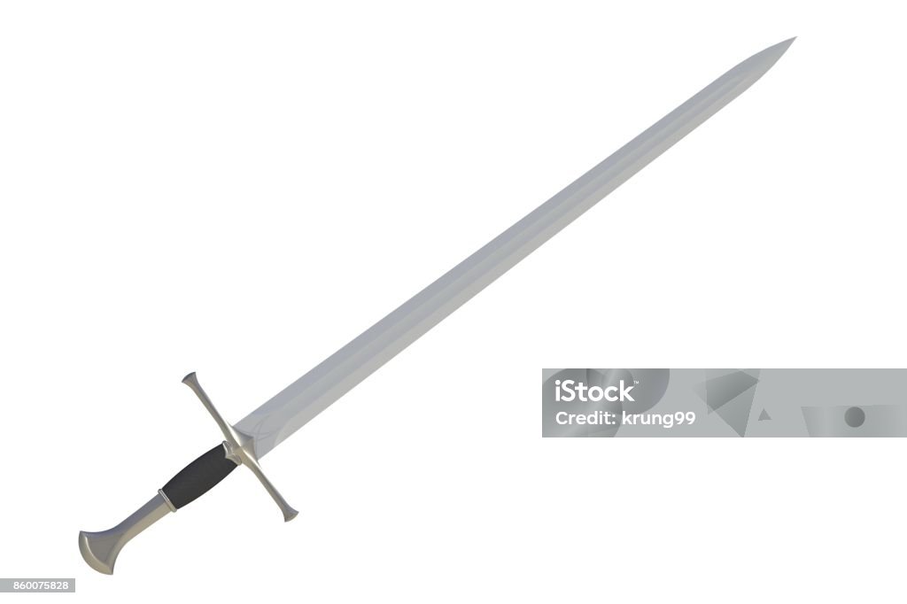 Longsword Diagonal Sword Displayed By Diagonal Isolated On White Background 3d Rendering ...