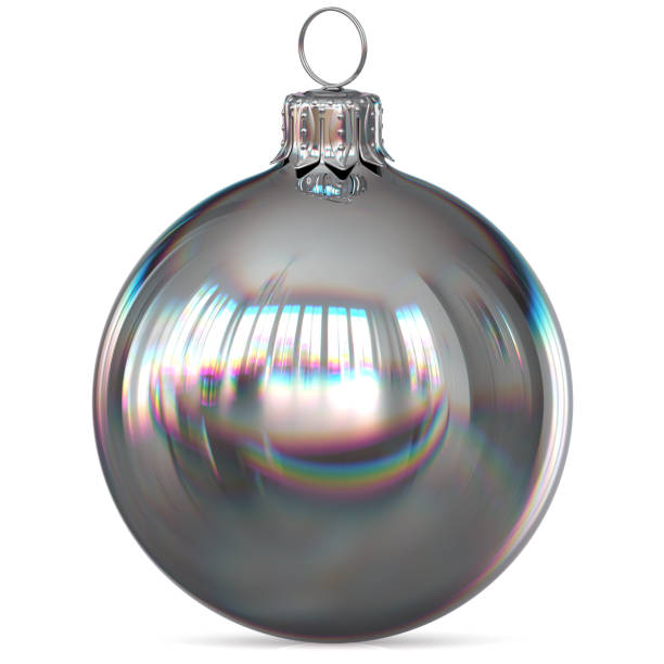 istock Christmas ball silver decoration closeup white chrome polished 860076536