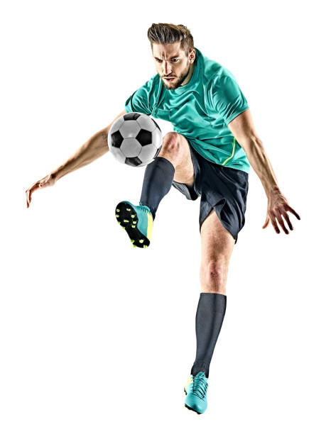 istock soccer player man jungling isolated white background 860081738