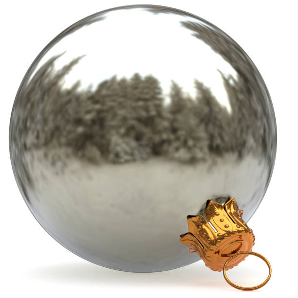 istock Christmas ball white silver decoration bauble closeup metallic 860084322